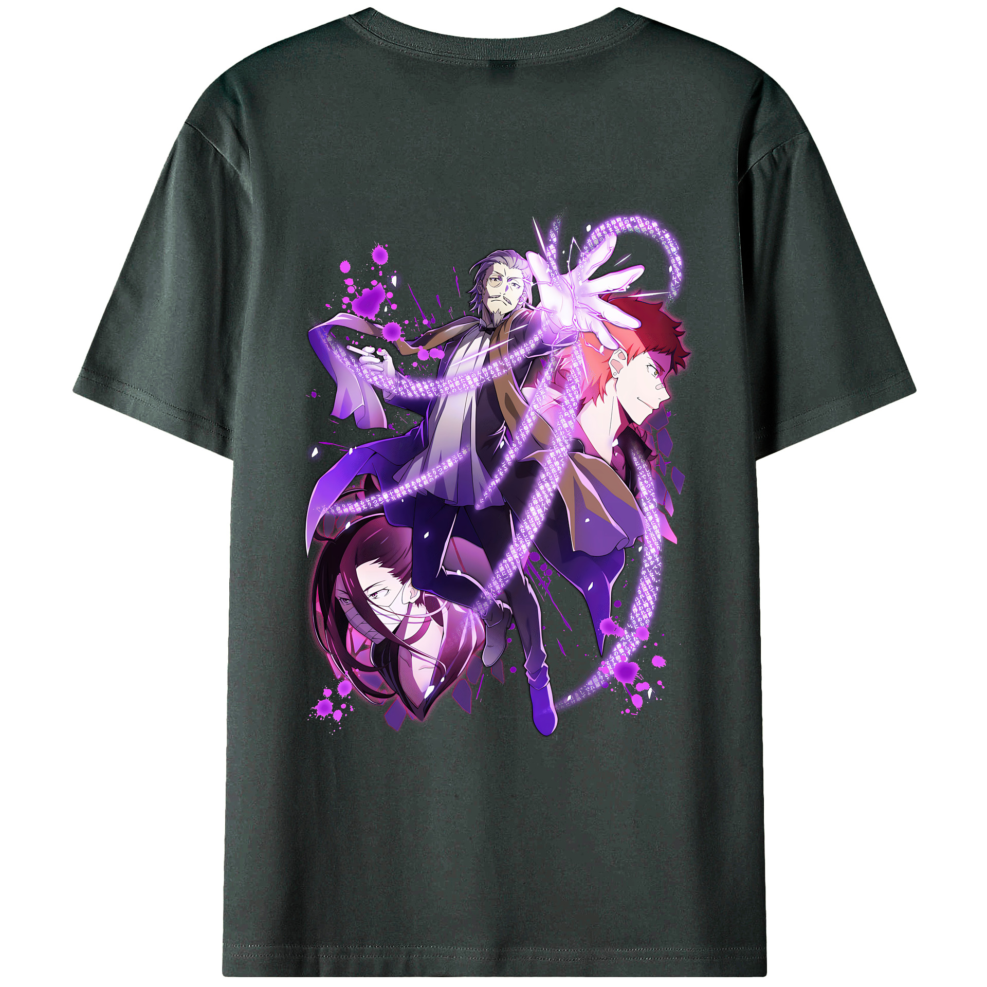 （画像用） 文豪ストレイドッグス Bungo Stray Dogs 綿100％ メンズ半袖Tシャツ（バックプリント） 通気性
